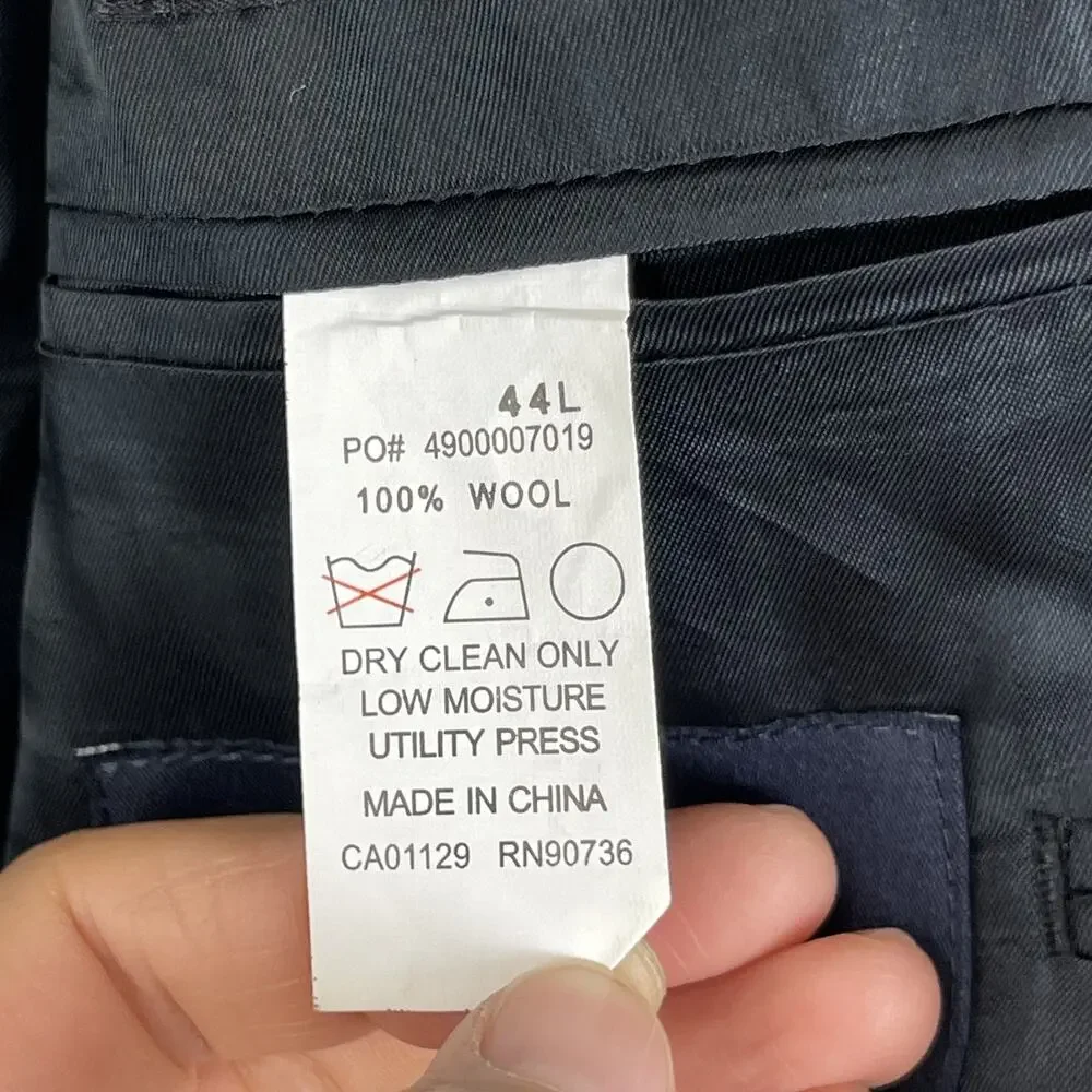 Ralph Lauren Blazer Sport Coat Mens 44L Dark‎ Gray Striped Double Breasted Peak